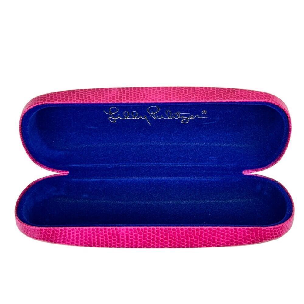 Lilly Pulitzer Pink Hard Shell Eyeglasses Sunglasses Case Gold Color Lettering - Picture 8 of 14